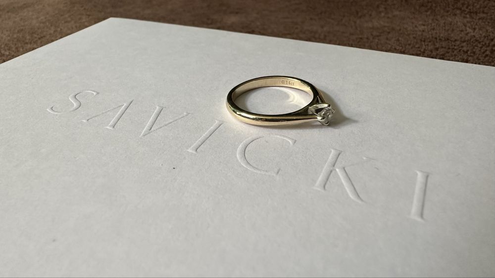 Pierścionek zaręczynowy pr 585 SAVICKI/certyfikat/f-ra zakupu