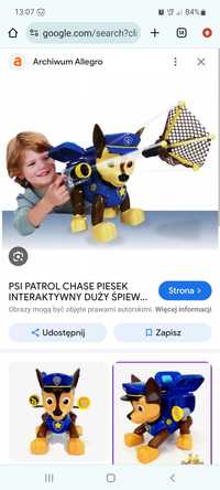 Chase psi patrol zabawka duży chase piesek sieć megafon