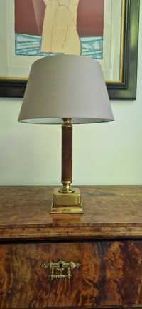 Lampa gabinetowa Francja zloto skora antyk glamour mid century decor