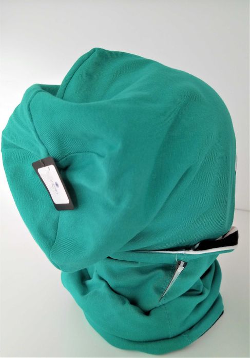 Komin szalik unisex zielony paski dwustronny 47