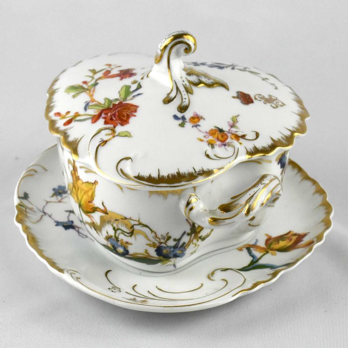 Terrina / Molheira com apresentador, porcelana, Serviço “Flores”