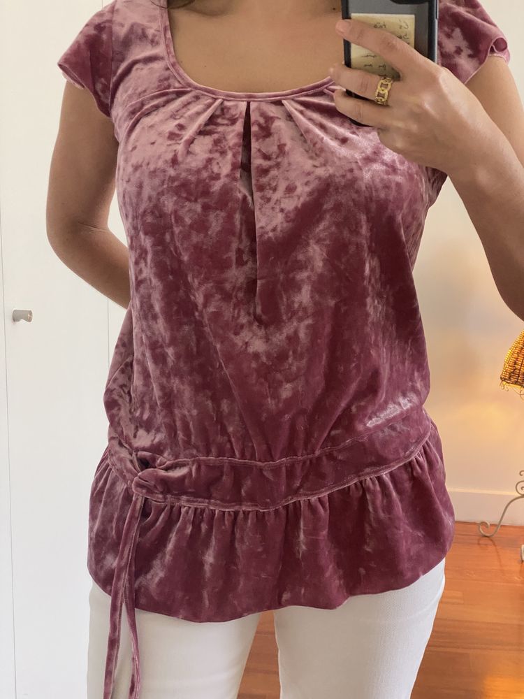 Blusa em veludo cor de rosa