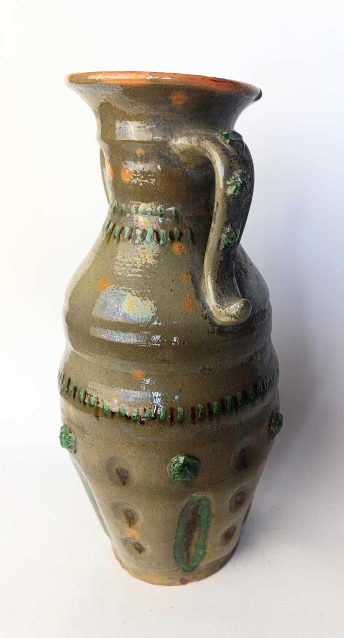 Wazon ludowy, ceramika PRL, 40 cm
