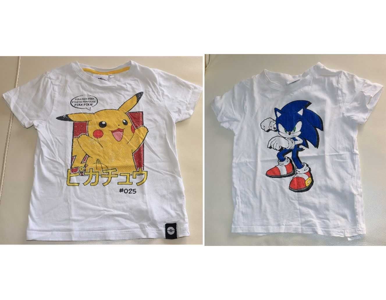 T-shirt criança, T8 anos - Pikachu+Sonic (pack 2un)