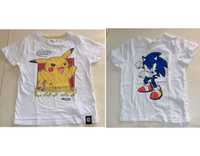 T-shirt criança, T8 anos - Pikachu+Sonic (pack 2un)
