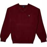 Gant Bawełniany Sweter w Serek Męski Logo na Piersi Burgundowy r. 3xl