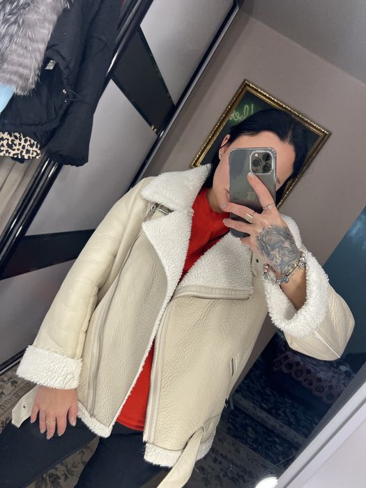 Дубленка белая zara