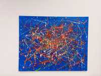 Quadro abstrato inspirado em Jackson Pollock