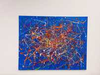 Quadro abstrato inspirado em Jackson Pollock