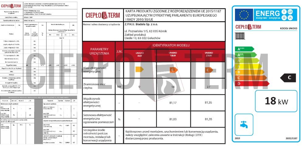 Kotły węglowe UNIEKO 18kW piec, kocioł 5 KLASA ECODESIGN
