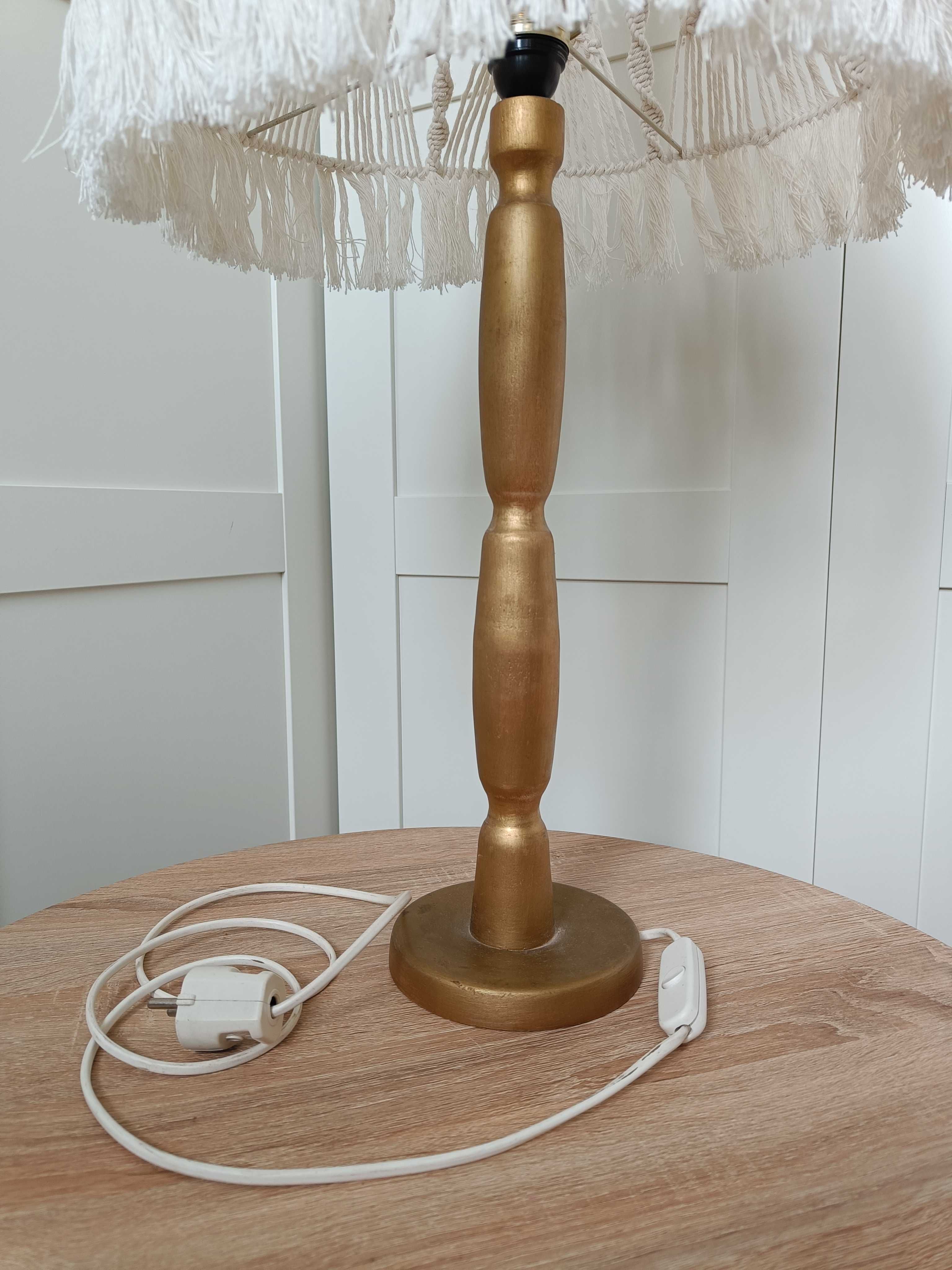 LAMPA stojąca nocna / Abażur z makramy kremowy / Wys. 80cm