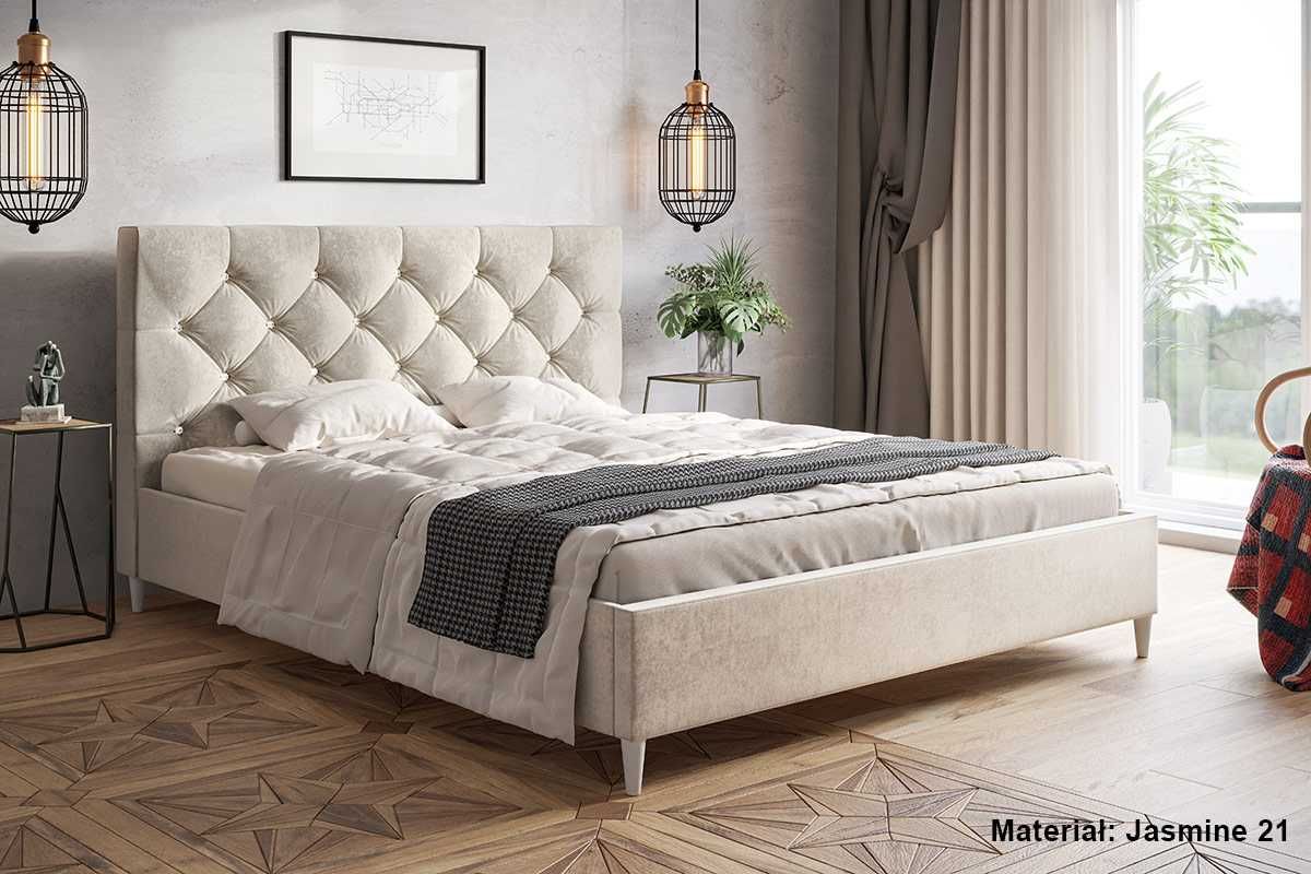 Łóżko tapicerowane pikowane LUSI 160x200 180x200 stelaż na nóżkach