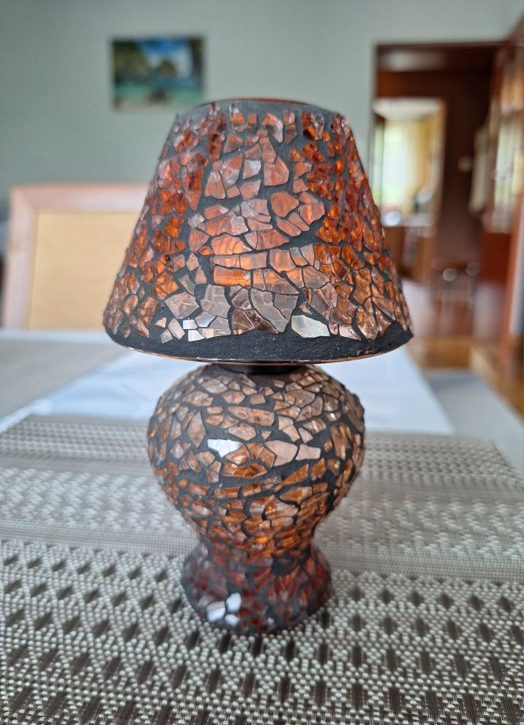 Świecznik lampion z tłuczonego szkła mozaika