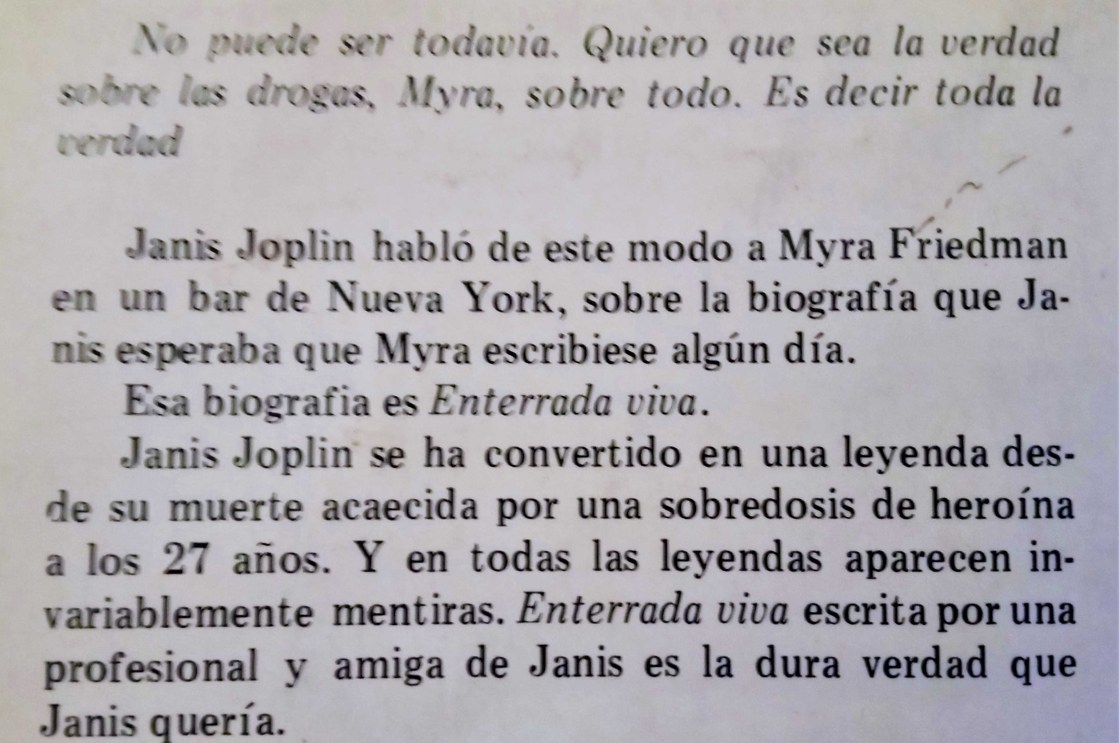 «Janis Joplin - Enterrada Viva»  -  Myra Friedman
