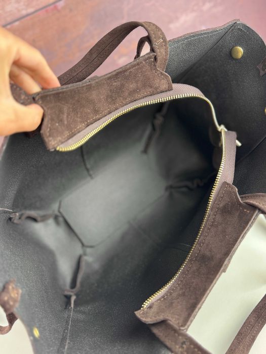 Torebka zamszowa shopper skórzany z możliwością powiększenia torby