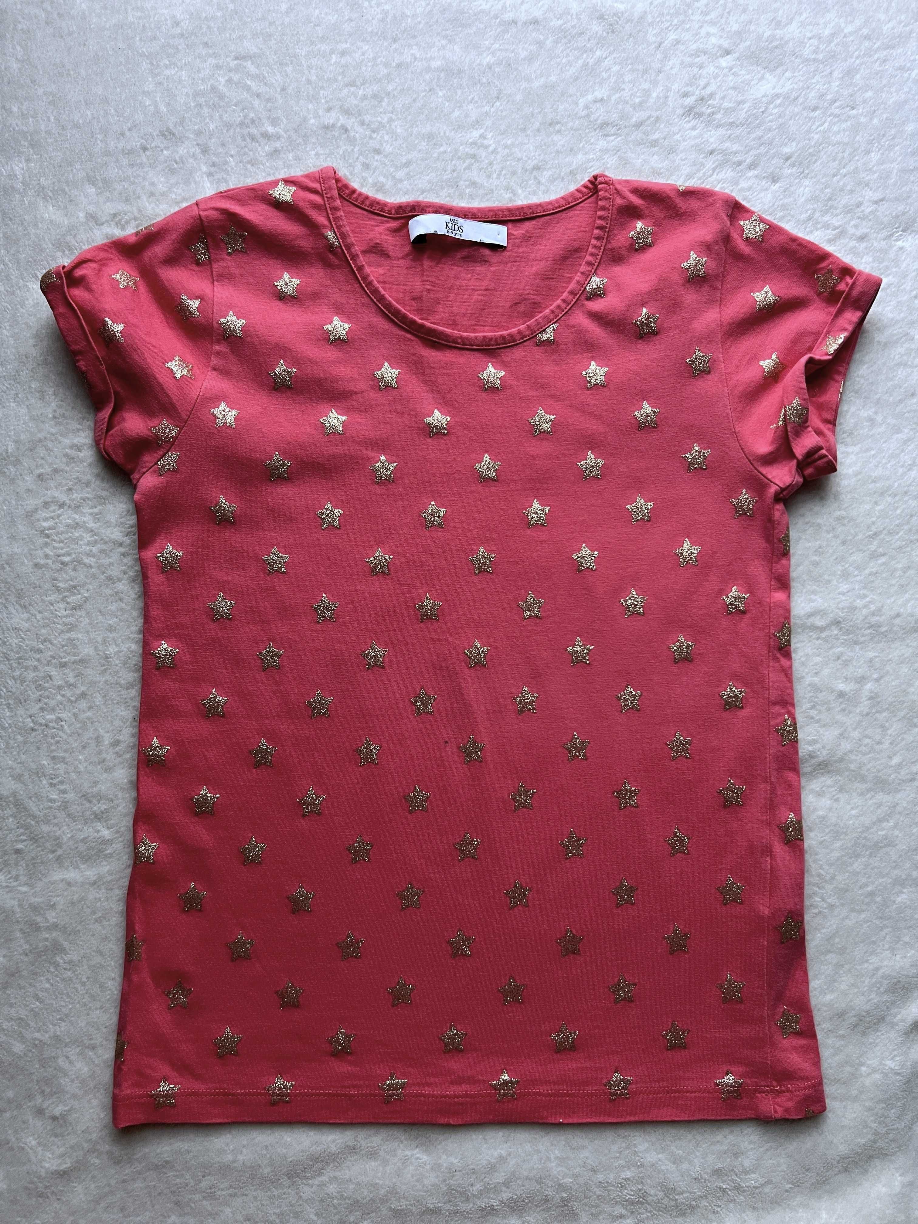 Śliczny t-shirt bluzka w gwiazdki M&S - rozm. 134