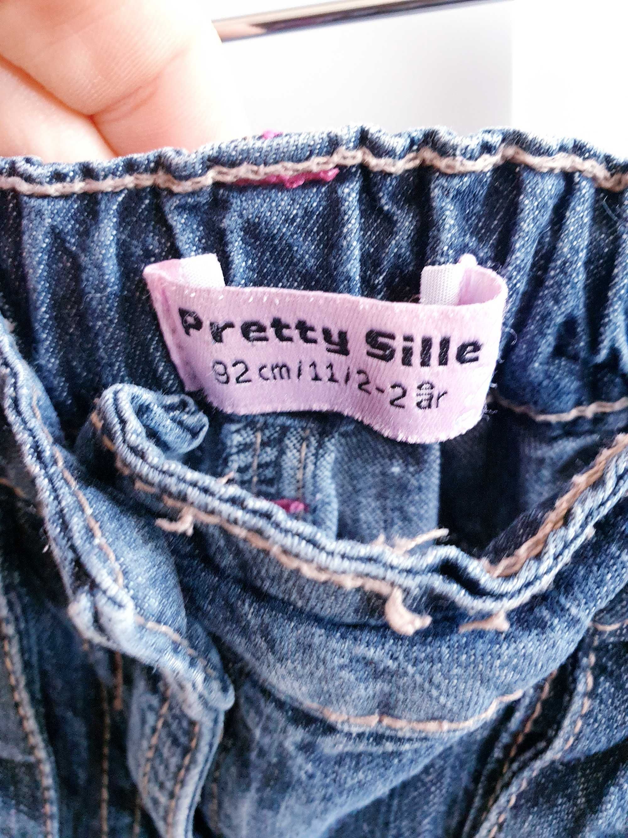 Granatowe spodnie dżinsowe jeansy z gumka Pretty Sille 86 92