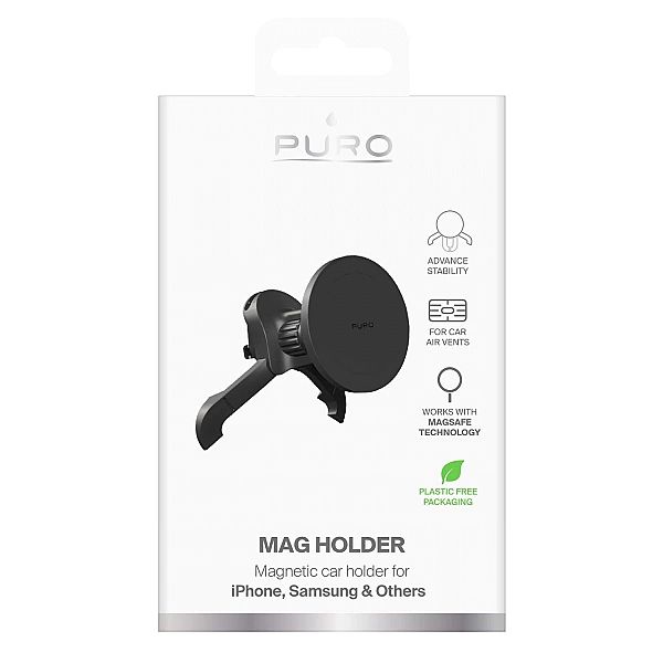 Uchwyt samochodowy Puro regulowany, kompatybilny z MagSafe - czarny