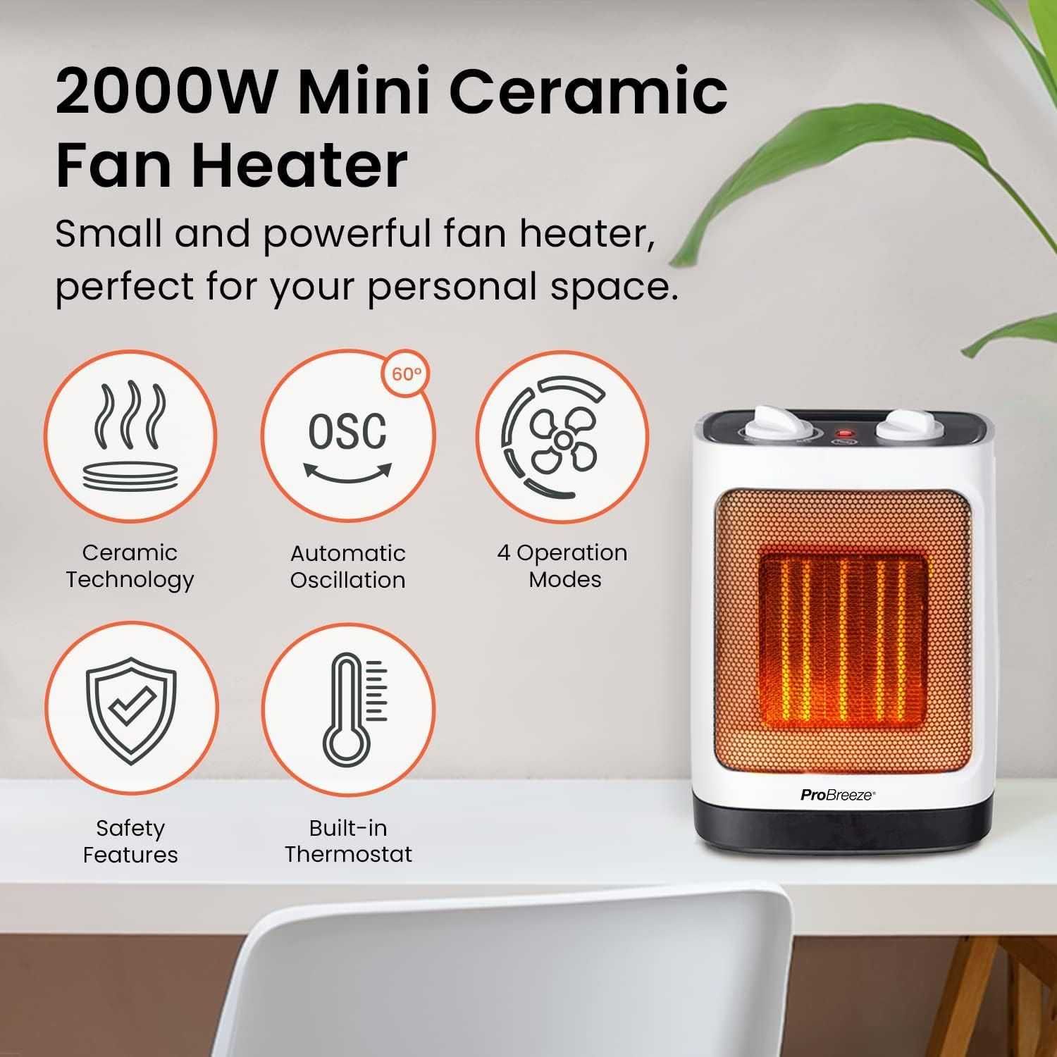 Ceramiczny termowentylator Pro Breeze 2000 W