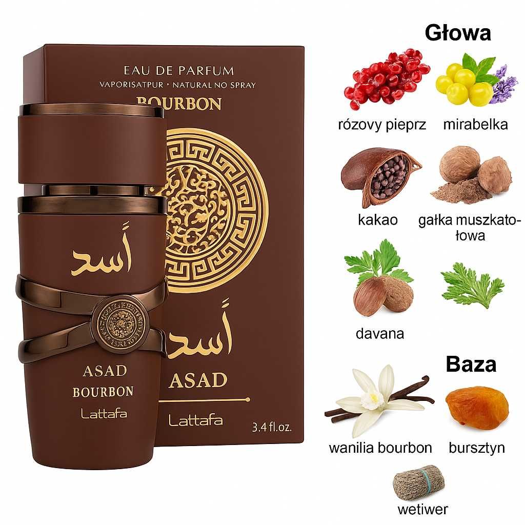 Perfumy Lattafa Asad Bourbon 100 ml Elegancki męski zapach męskie
