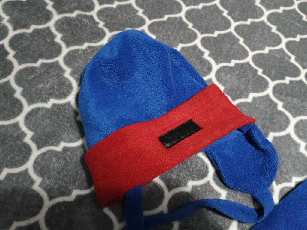 Komplet zimowy 2 x czapka szalik na 5 lat niebieski granat czerwona