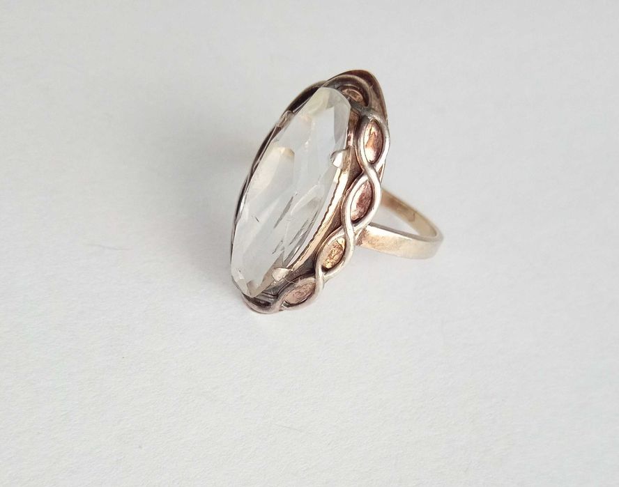 Вінтажне Кольцо Срібло 875 проби, зірочка. Прозорий камінь. СССР