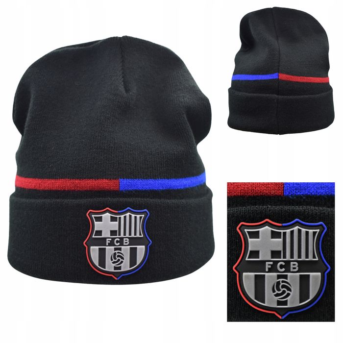 Czapka Zimowa 52/54 Czarna Dziecięca Fc Barcelona 25/26 Licencjonowana