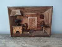 Obraz rzeźba prl chata drewno drewniany