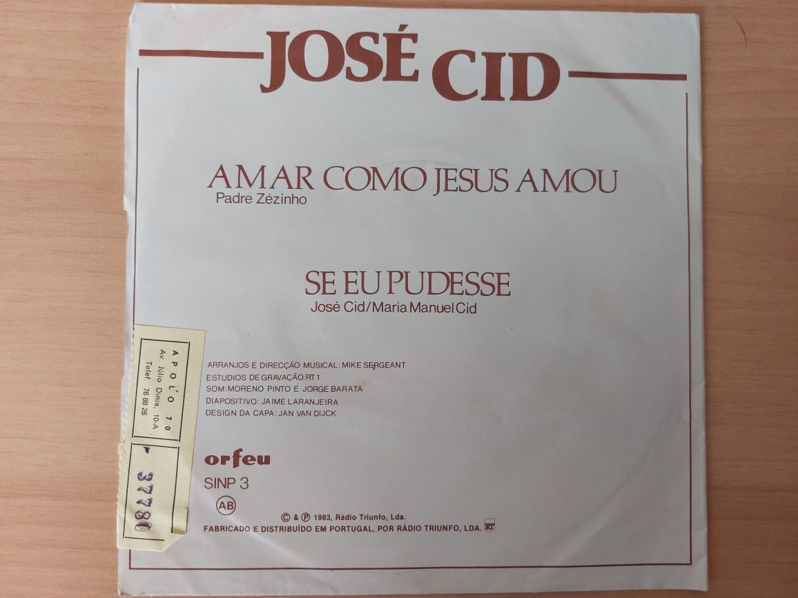 Vinil Single - José Cid - Amar como Jesus Amou 1983