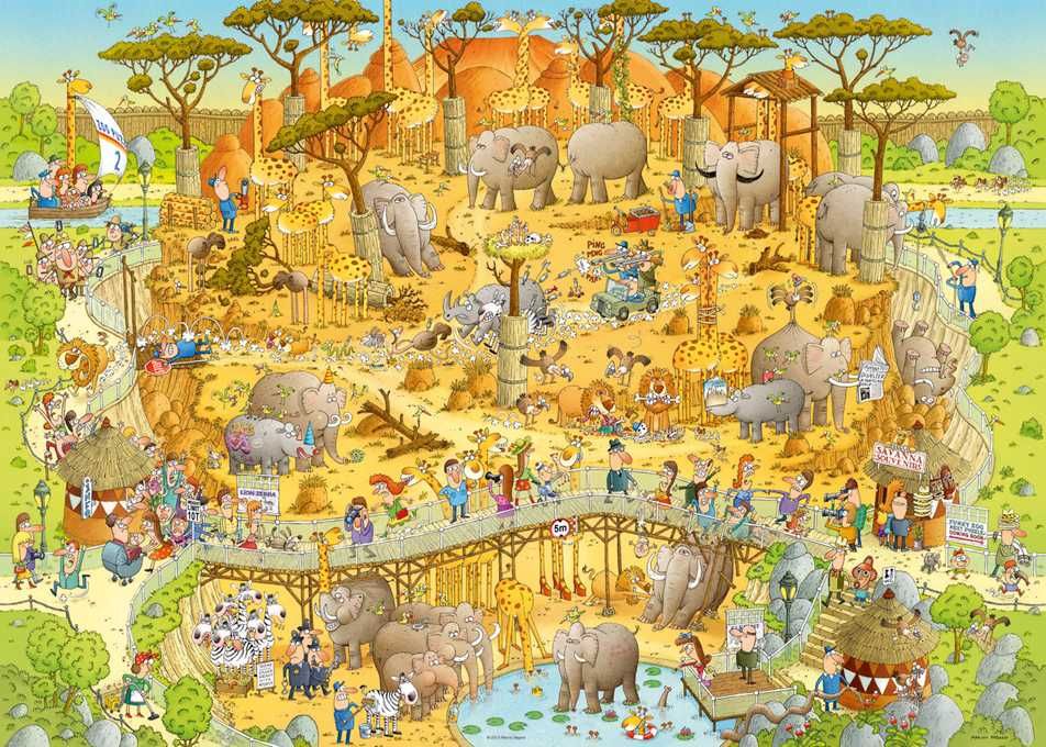 Puzzle Heye 1000 peças "Funky Zoo - African Habitat" Marino Degano