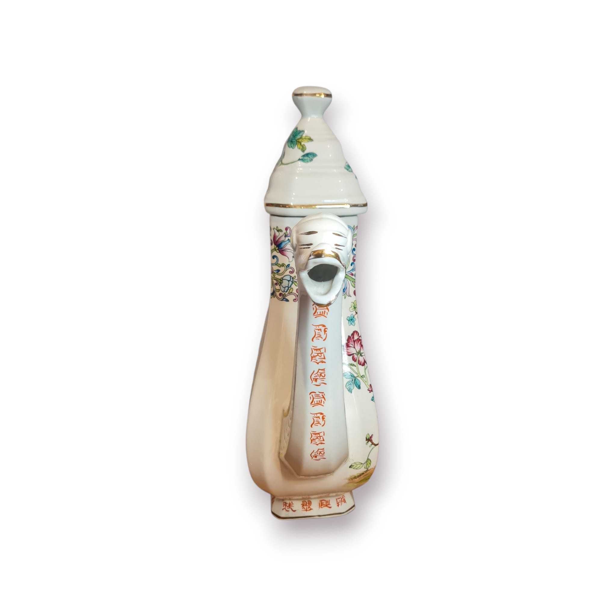 Bule Decorativo Oriental Porcelana Faisões e Caligrafia