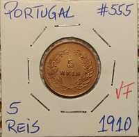 Monarquia - moeda de 5 reis de 1910 (VF)