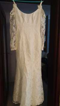 Sukienka stylowa - kolor ecru koronkowa rozmiar 36-38