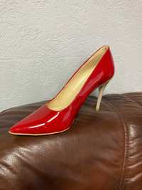 Nowe buty, czółenka czerwone, lakierek, r. 39, wys. 10 cm, wyprzedaż