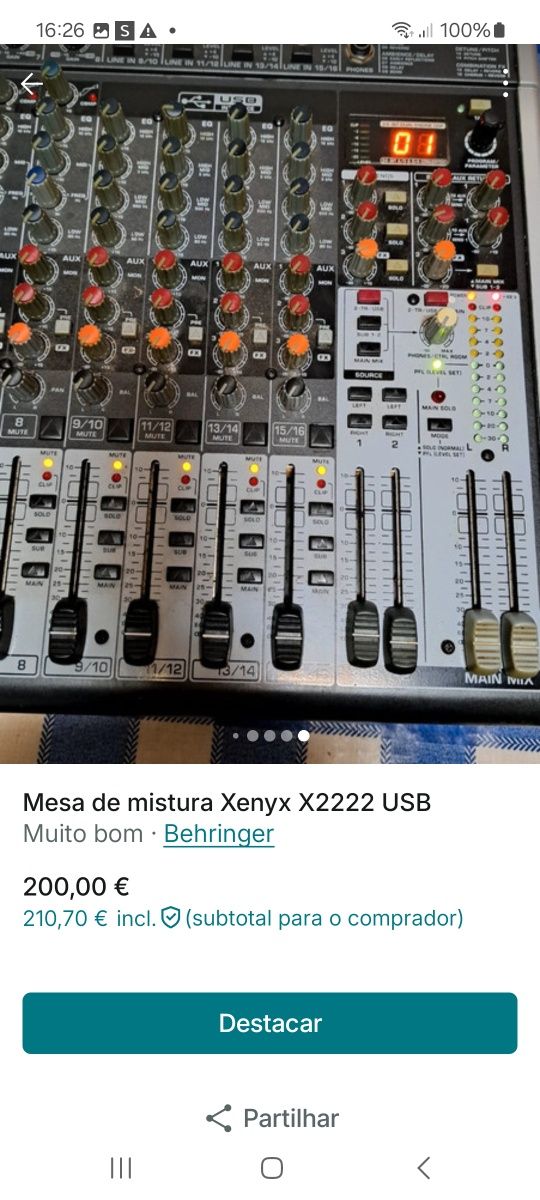 Mesa de mistura Xenyx X2222 USB Behringer