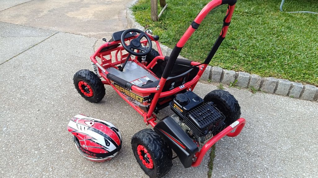 Kart todo terreno gasolina + capacete com oculos