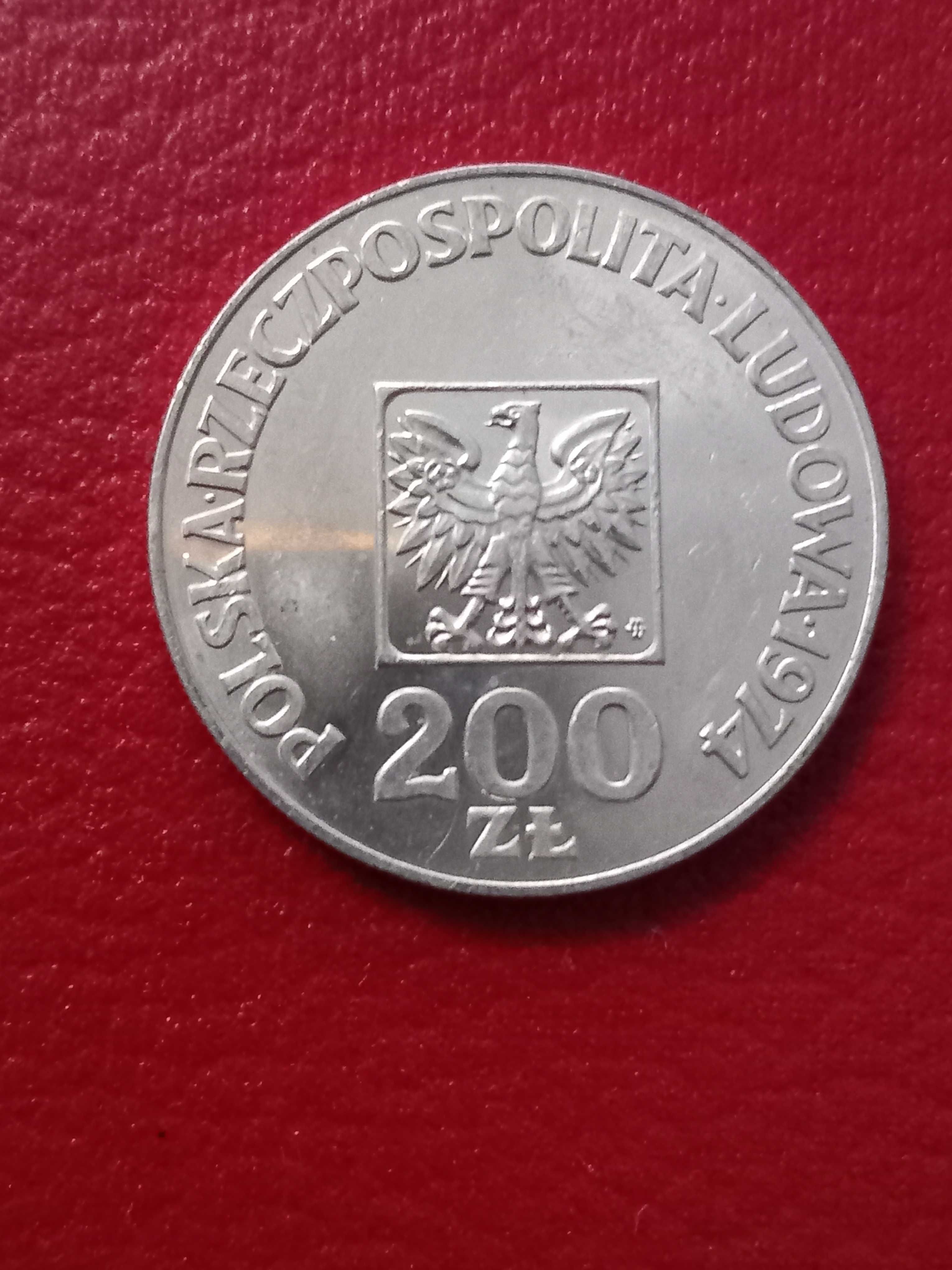 ładna moneta srebrna 200złotych 1974roku