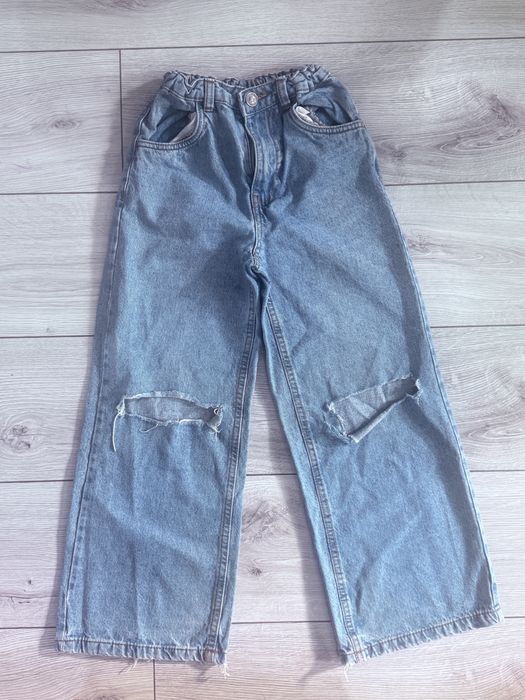 Spodnie 134 Cargo szerokie nogawki jeansy jeansowe