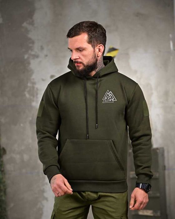 Тактичне худі Voron Валькнут олива — мілітарі стиль, без передоплати