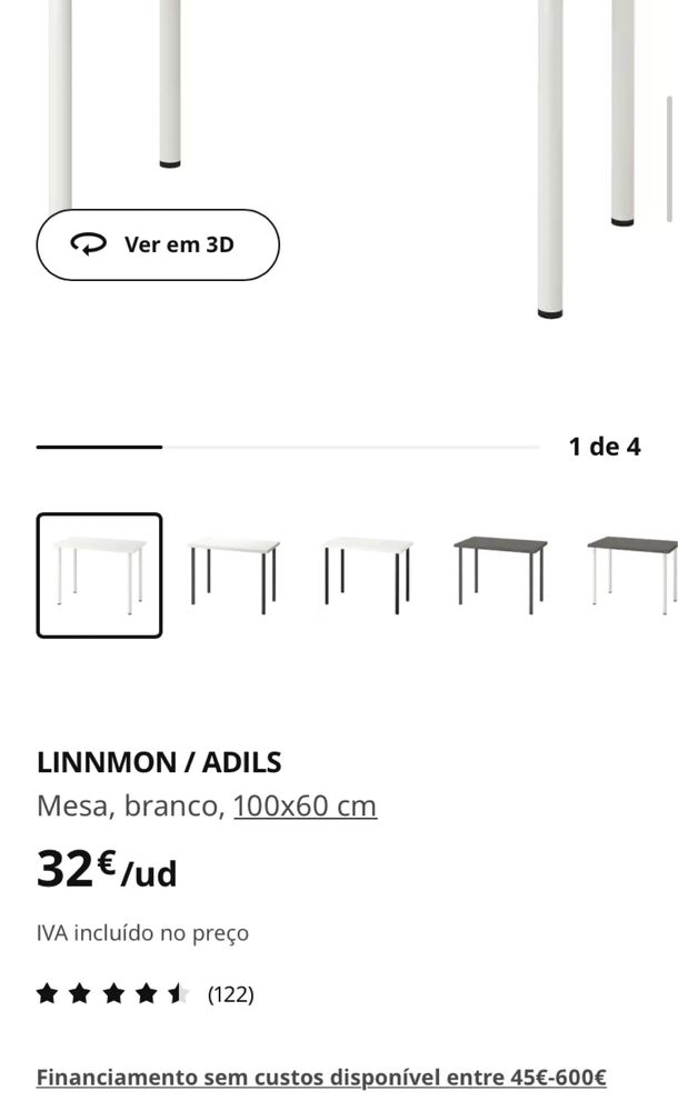 Vendo mesa branca linnmon/adils ikea nova