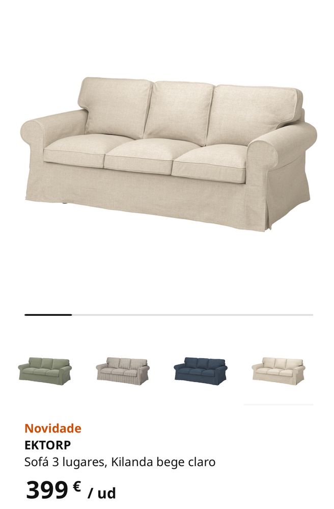 Soka ikea Ektorp 3 lugares, sem capa , só estrutura e almofadas
