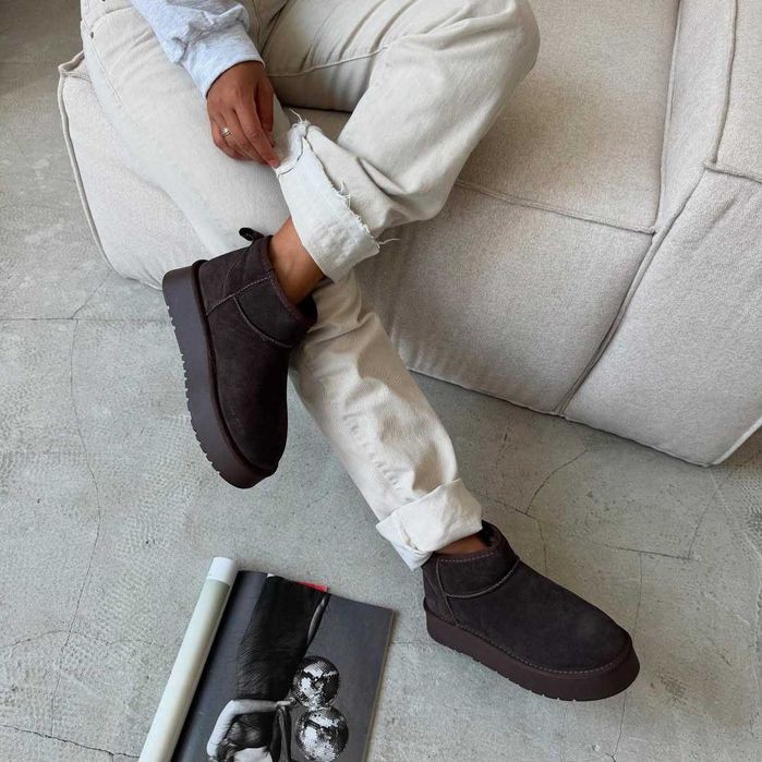 Шоколадні уггі платформа нат замш угги платформа угги шоколад 36,40,41