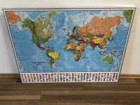 Mapa świata w aluminiowej oprawie - wersja angielska