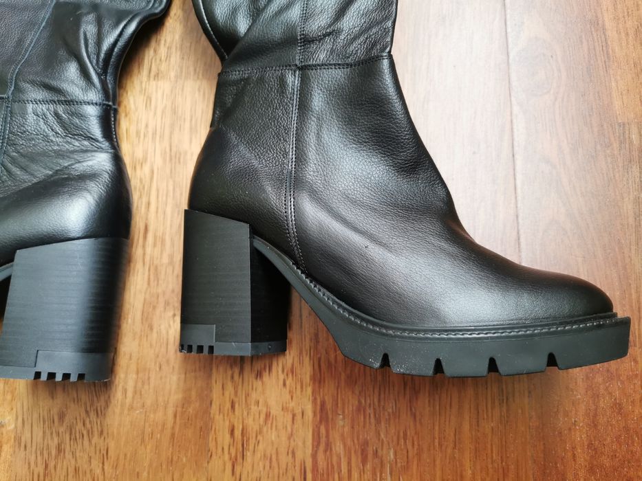 Buty zimowe damskie kozaki OLEKSY skóra naturalna