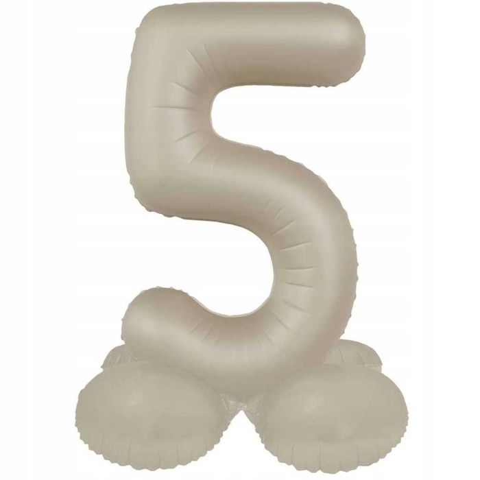 Balon foliowy "Cyfra 5 Mat - Stojąca", kremowe latte, Folat, 28", DGT