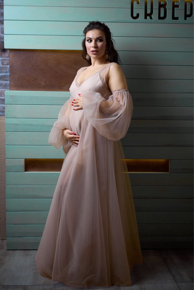 Нарядное платье свадебное или на gender party подойдет для беременных