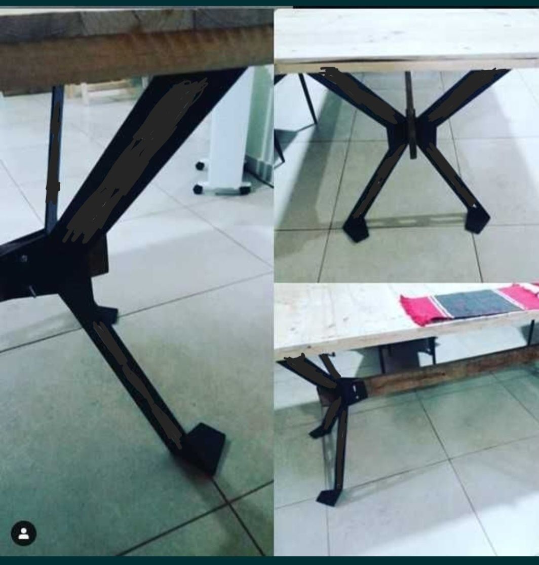 Mesa jantar madeira e ferro industrial, pês  fabricação  mesas vintage