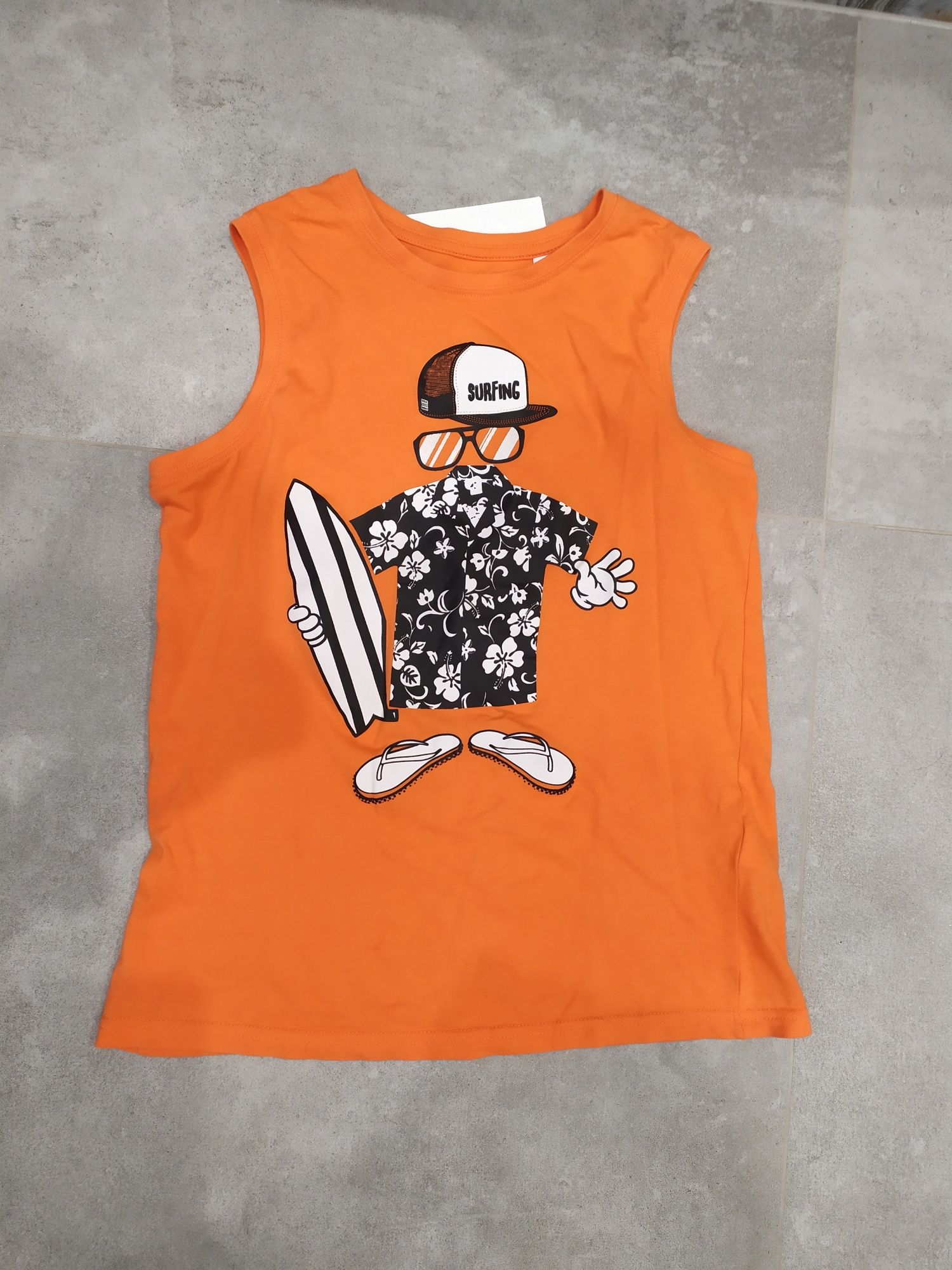 Koszulka t-shirt 146-152 pomarańczowa na ramkach bluzka