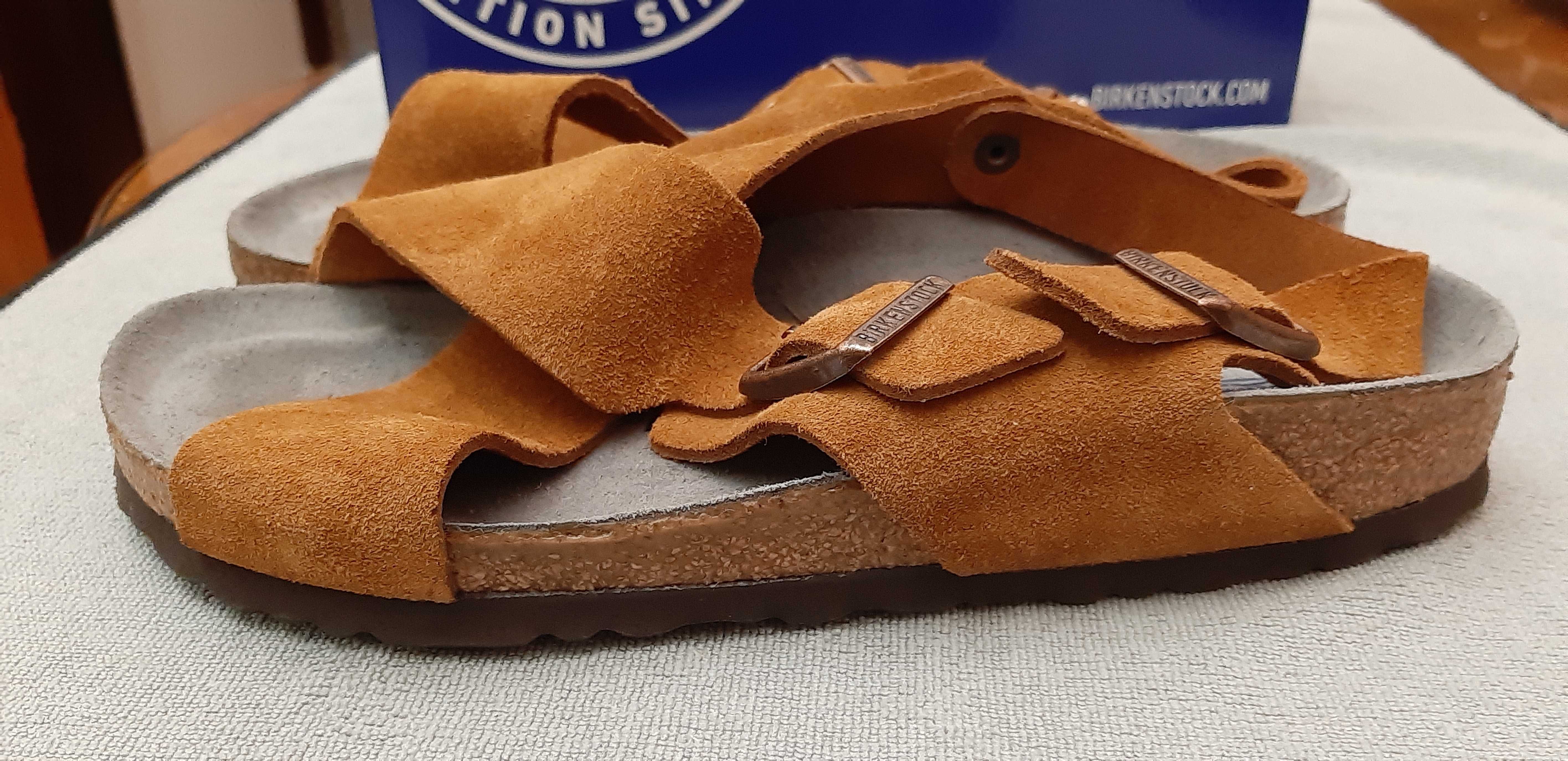 BIRKENSTOCK Sandały damskie Tulum SFB, kolor norek, skóra, nowe