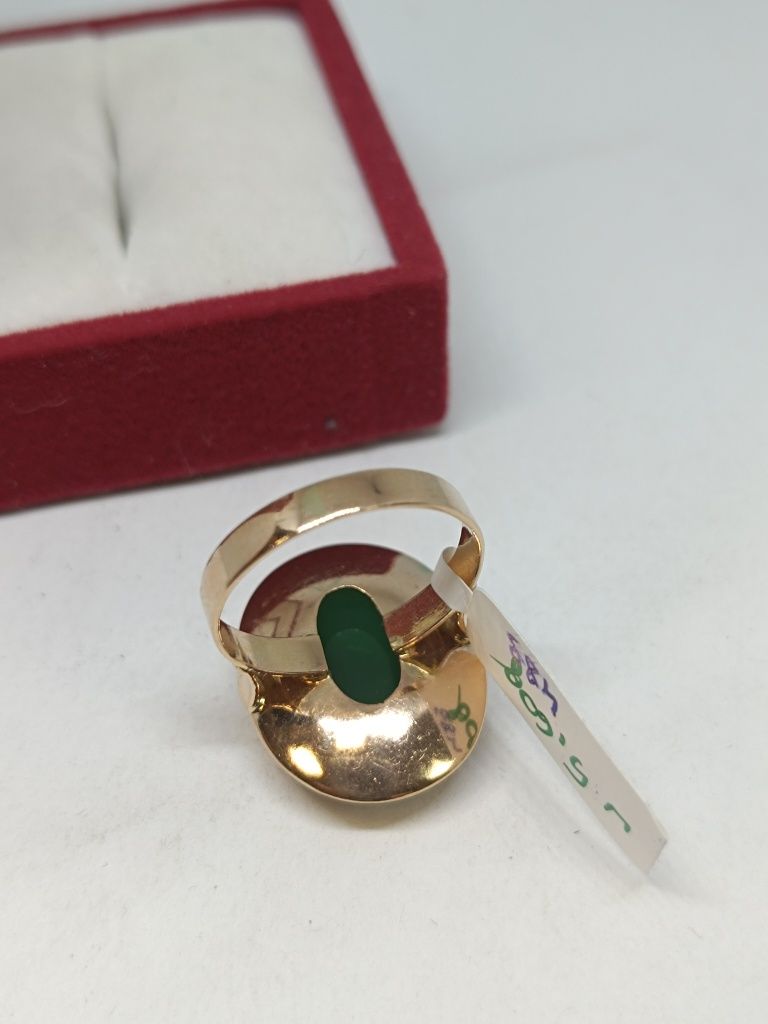 Złoty pierścionek z zielonym oczkiem złoto 585 rozmiar 14